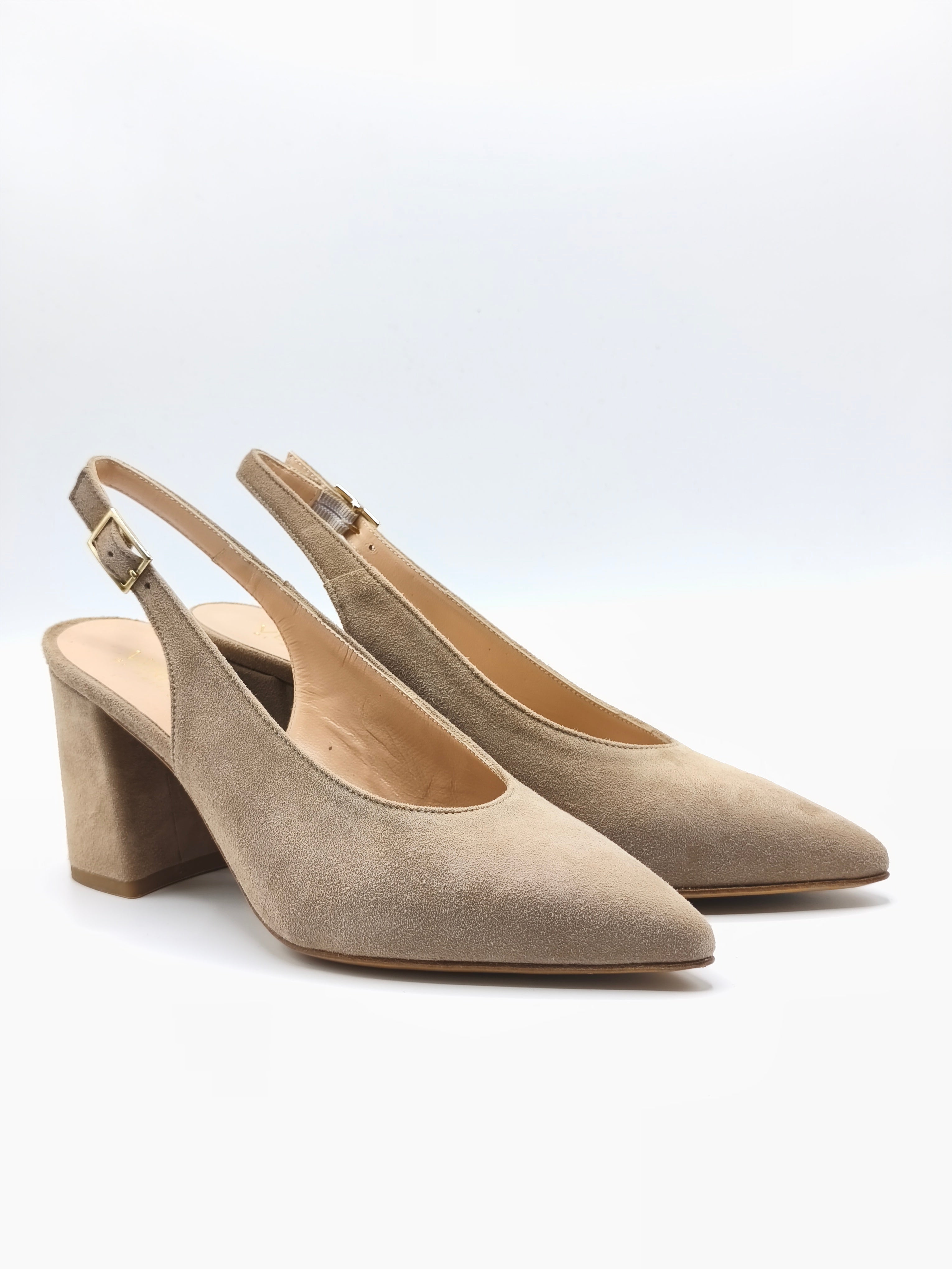 Slingback in pelle scamosciata