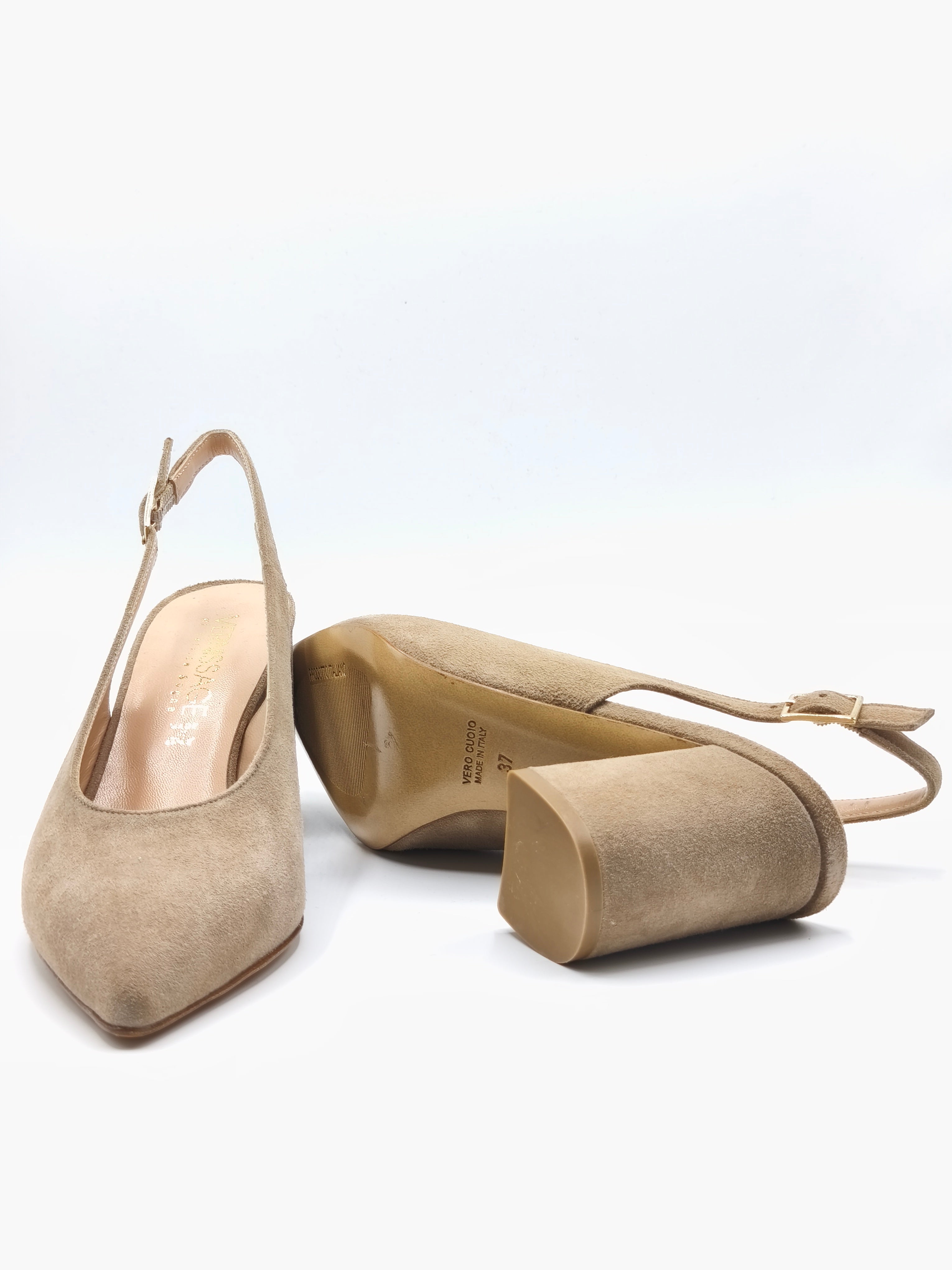 Slingback in pelle scamosciata