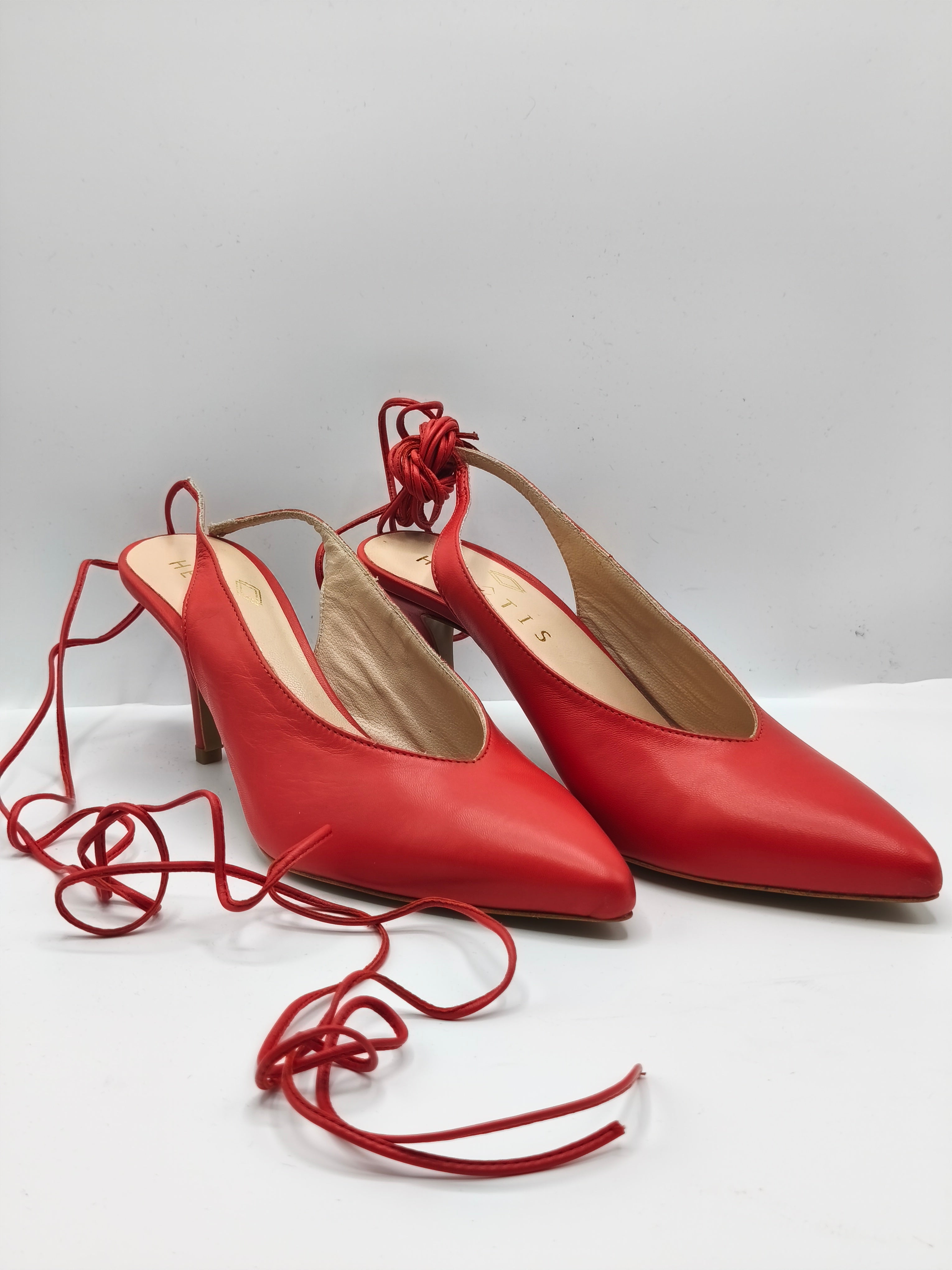 Slingback in pelle con lacci – Tacco 8 cm – Made in Italy