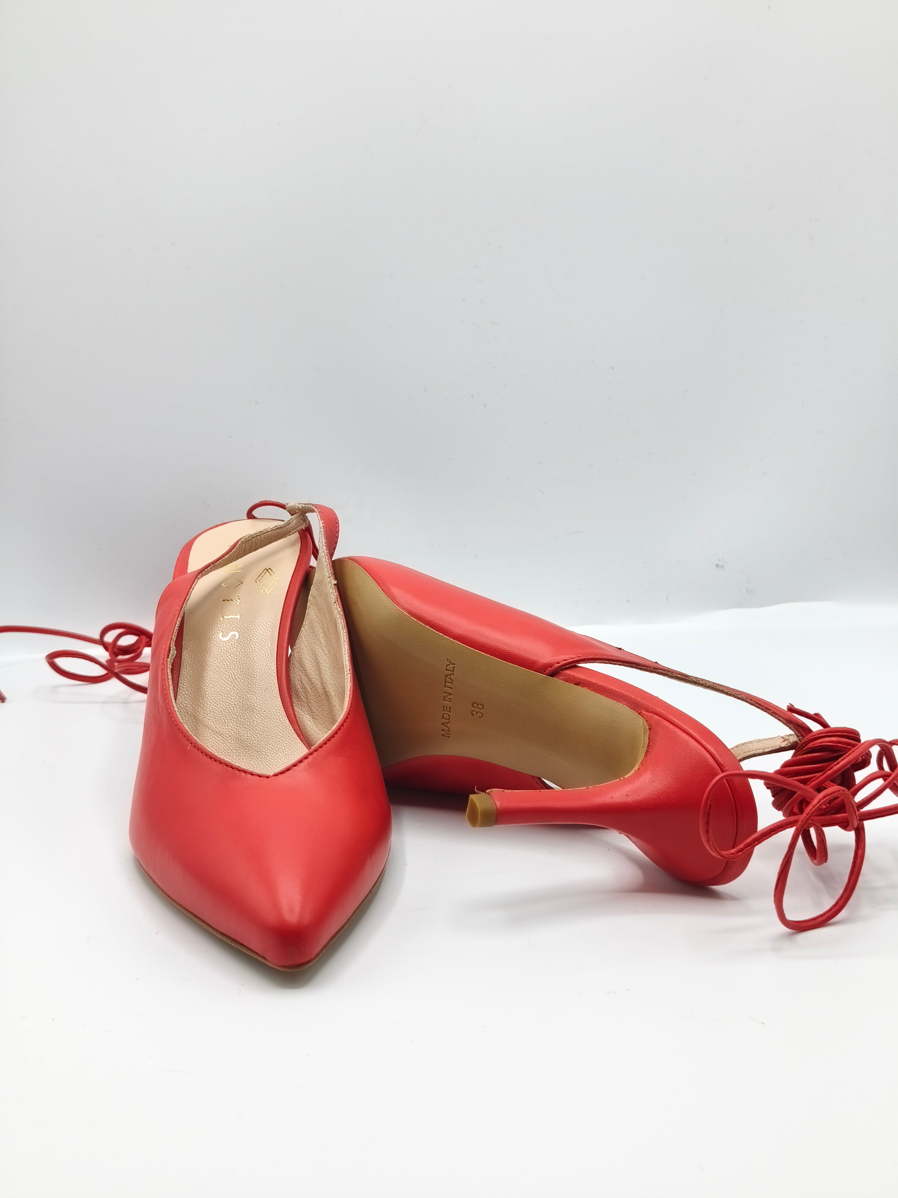 Slingback in pelle con lacci – Tacco 8 cm – Made in Italy
