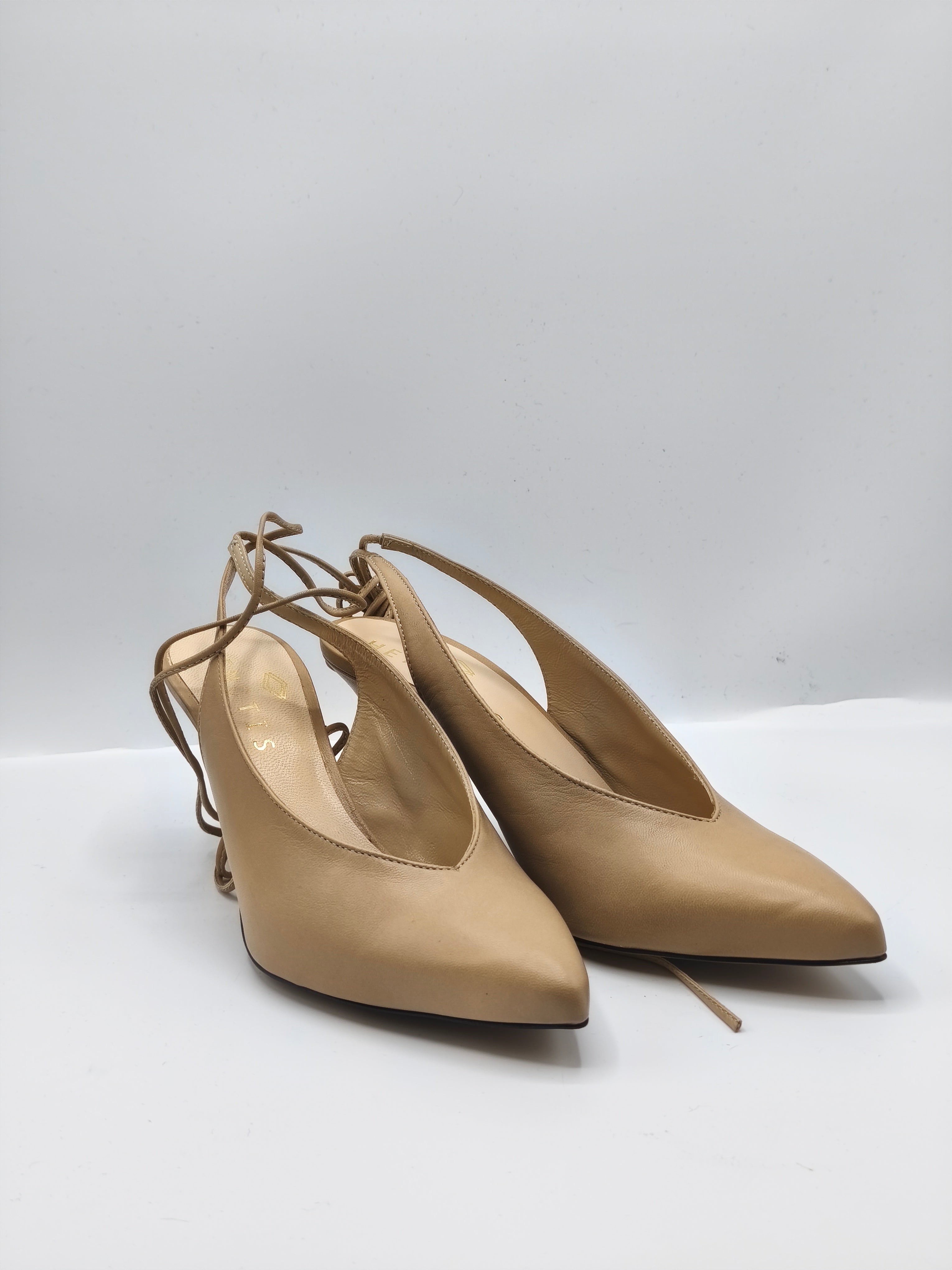 Slingback in pelle con lacci – Tacco 8 cm – Made in Italy