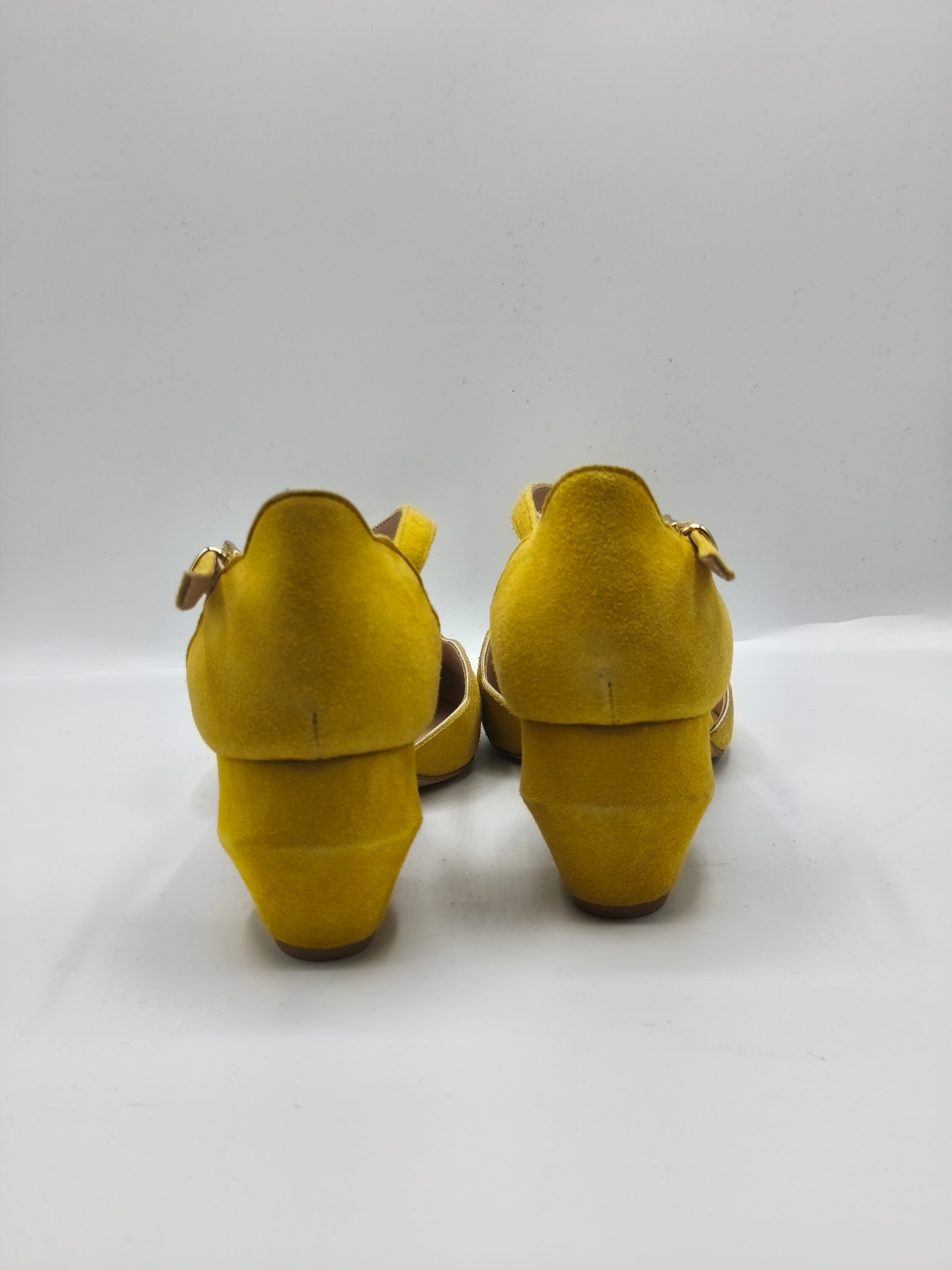 Mary Jane in pelle scamosciata – Tacco scultura 5 cm – Made in Italy