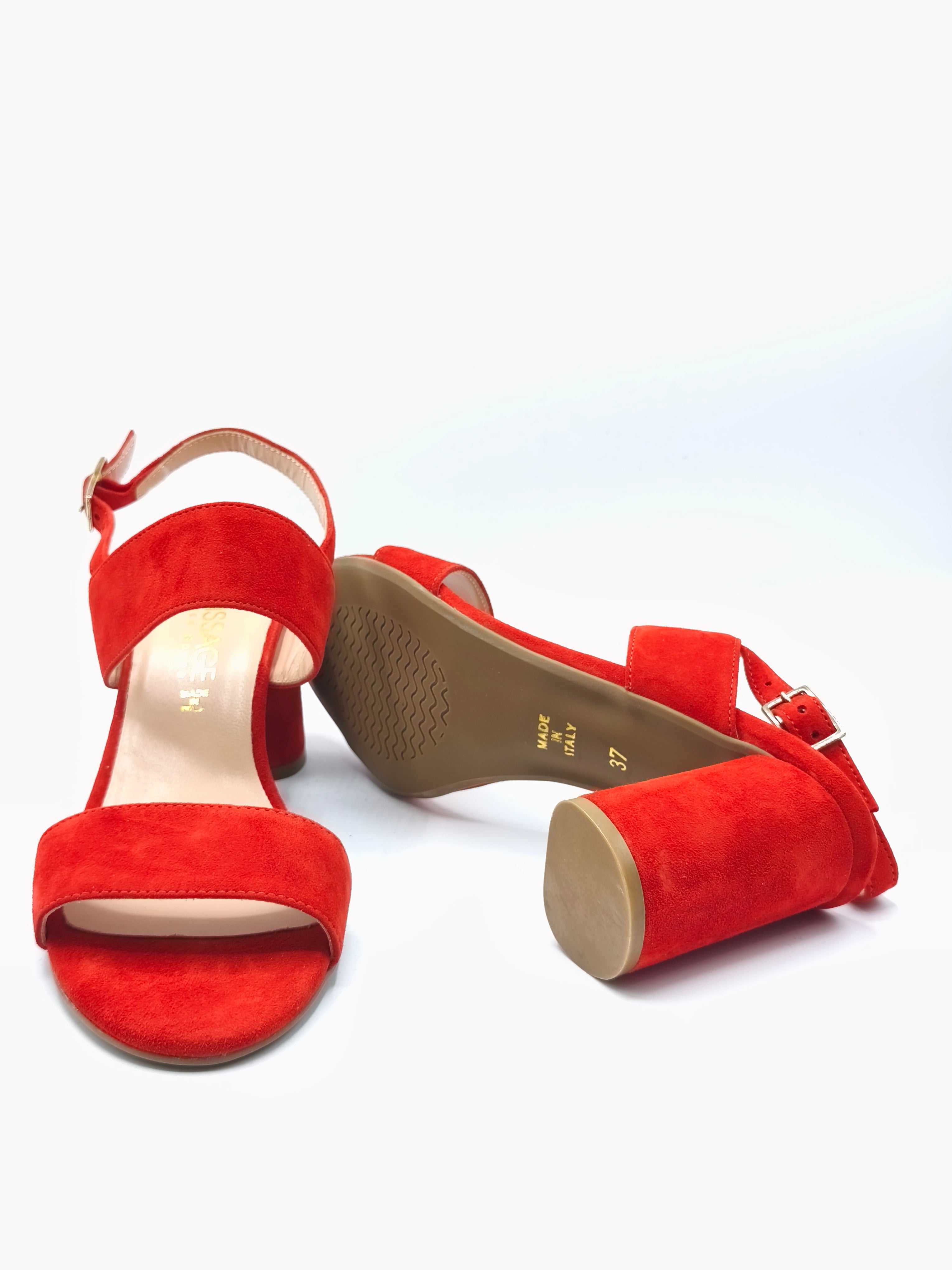 Sandalo in pelle scamosciata – Tacco 8 cm – Made in Italy