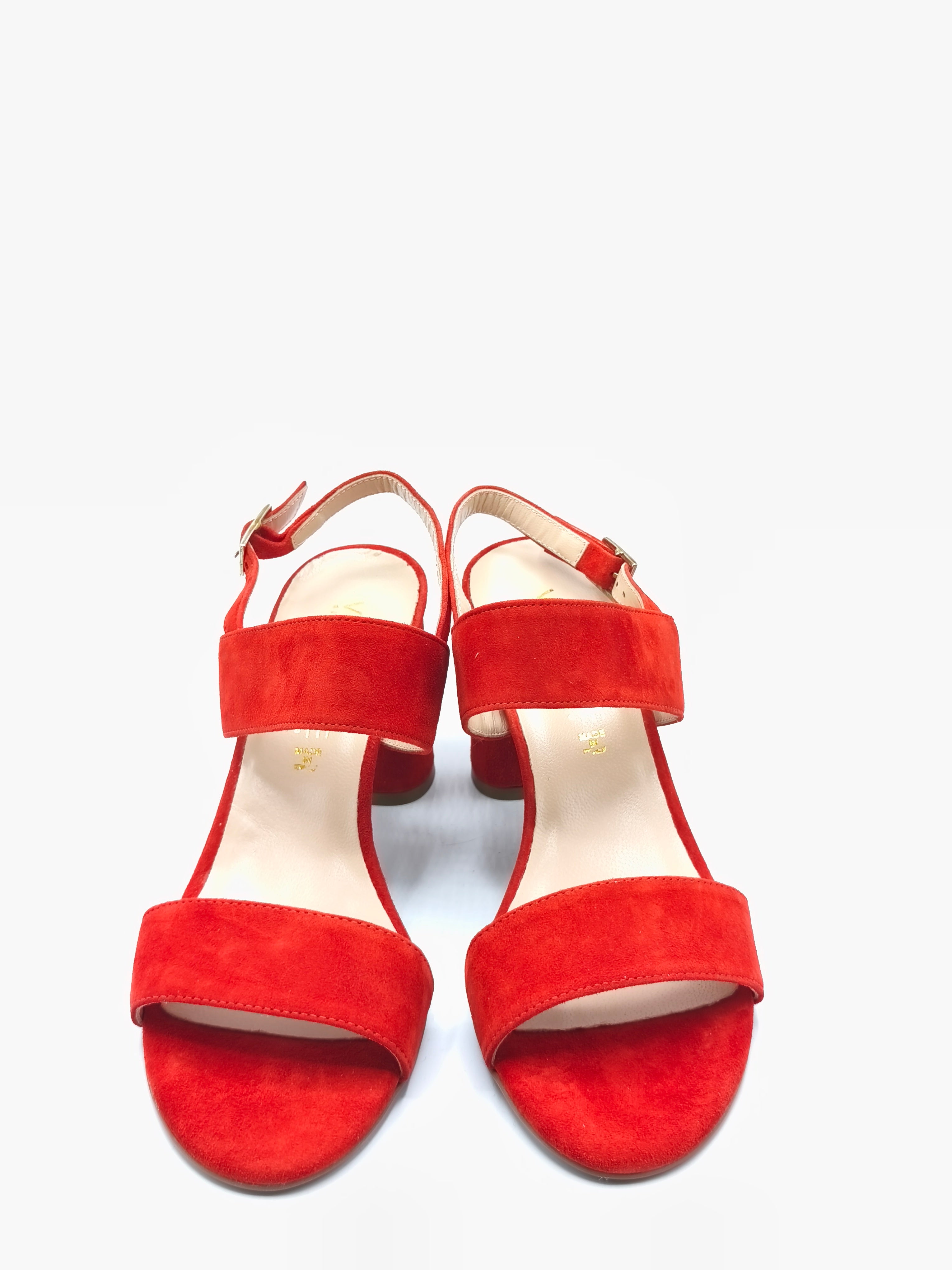 Sandalo in pelle scamosciata – Tacco 8 cm – Made in Italy