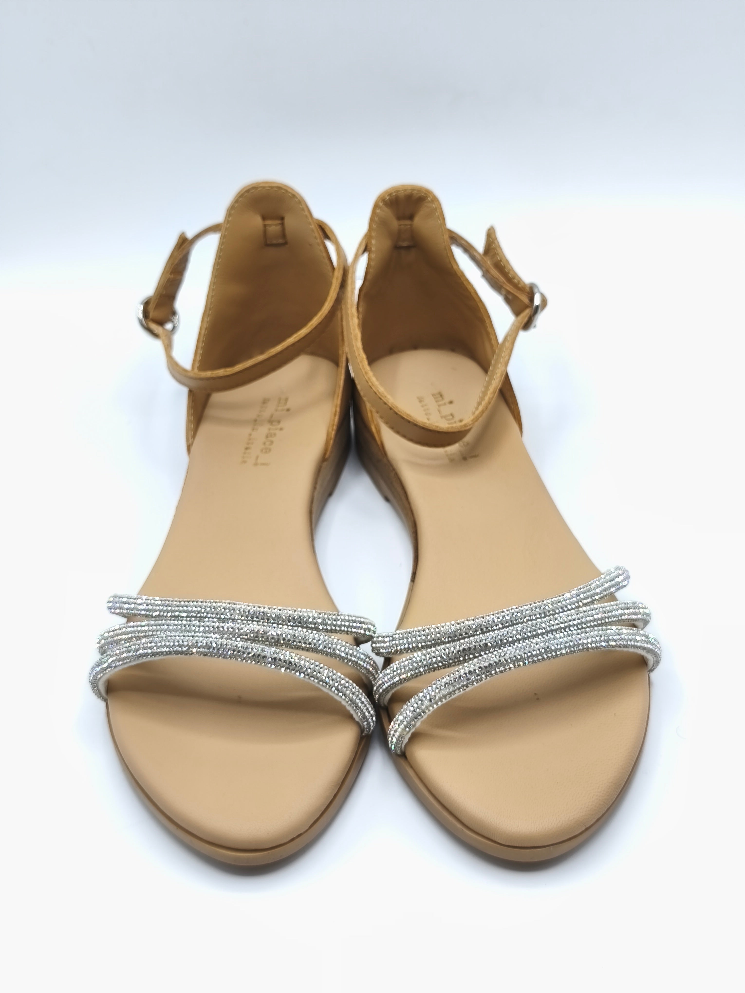 Sandali in pelle con strass
