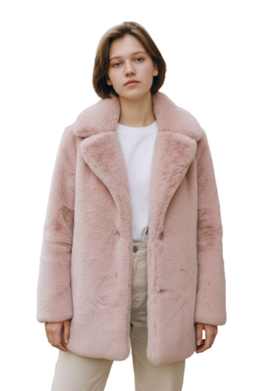 Giacca Gio Cellini Pelliccia Ecologica Rosa