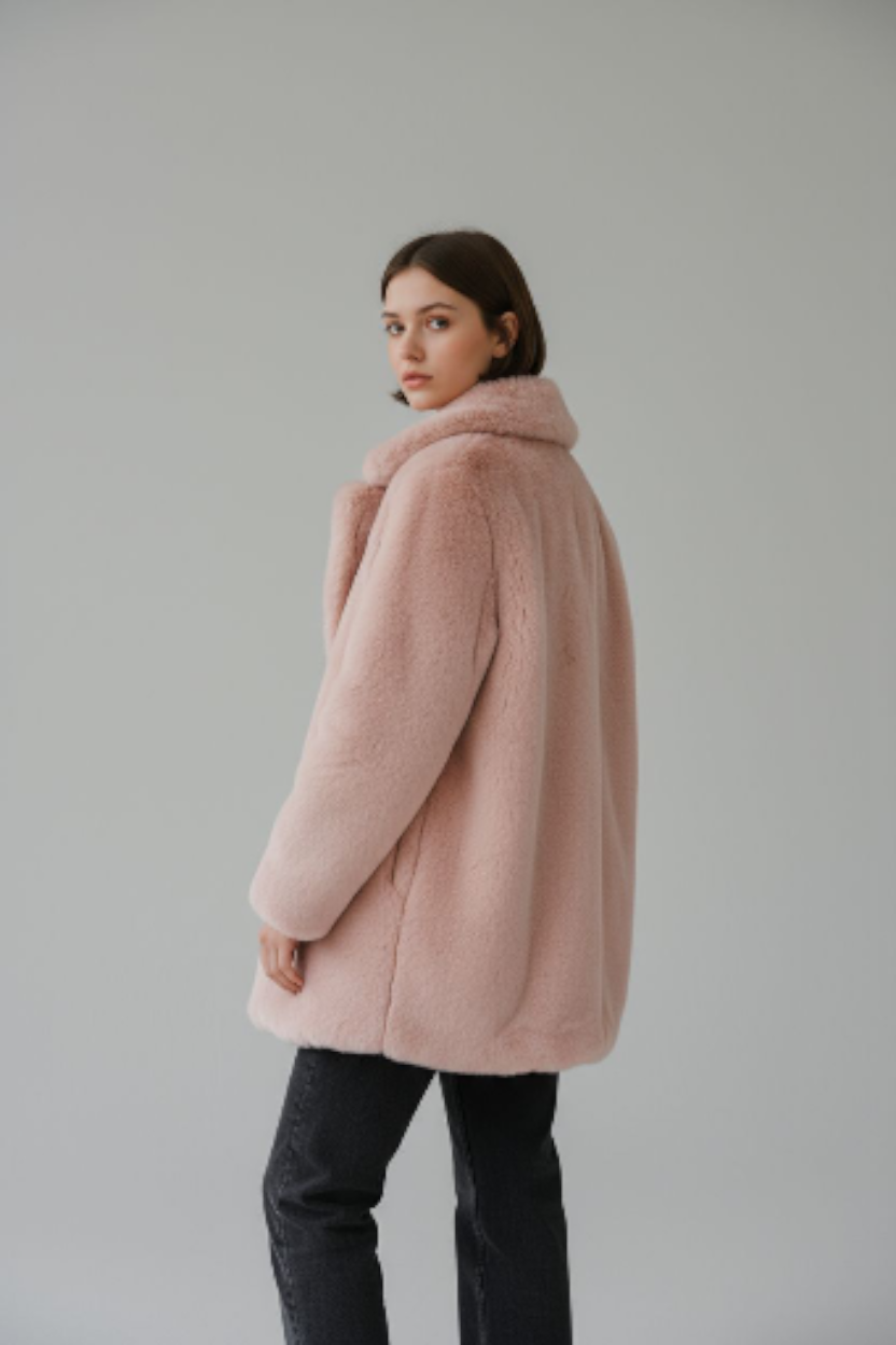 Giacca Gio Cellini Pelliccia Ecologica Rosa