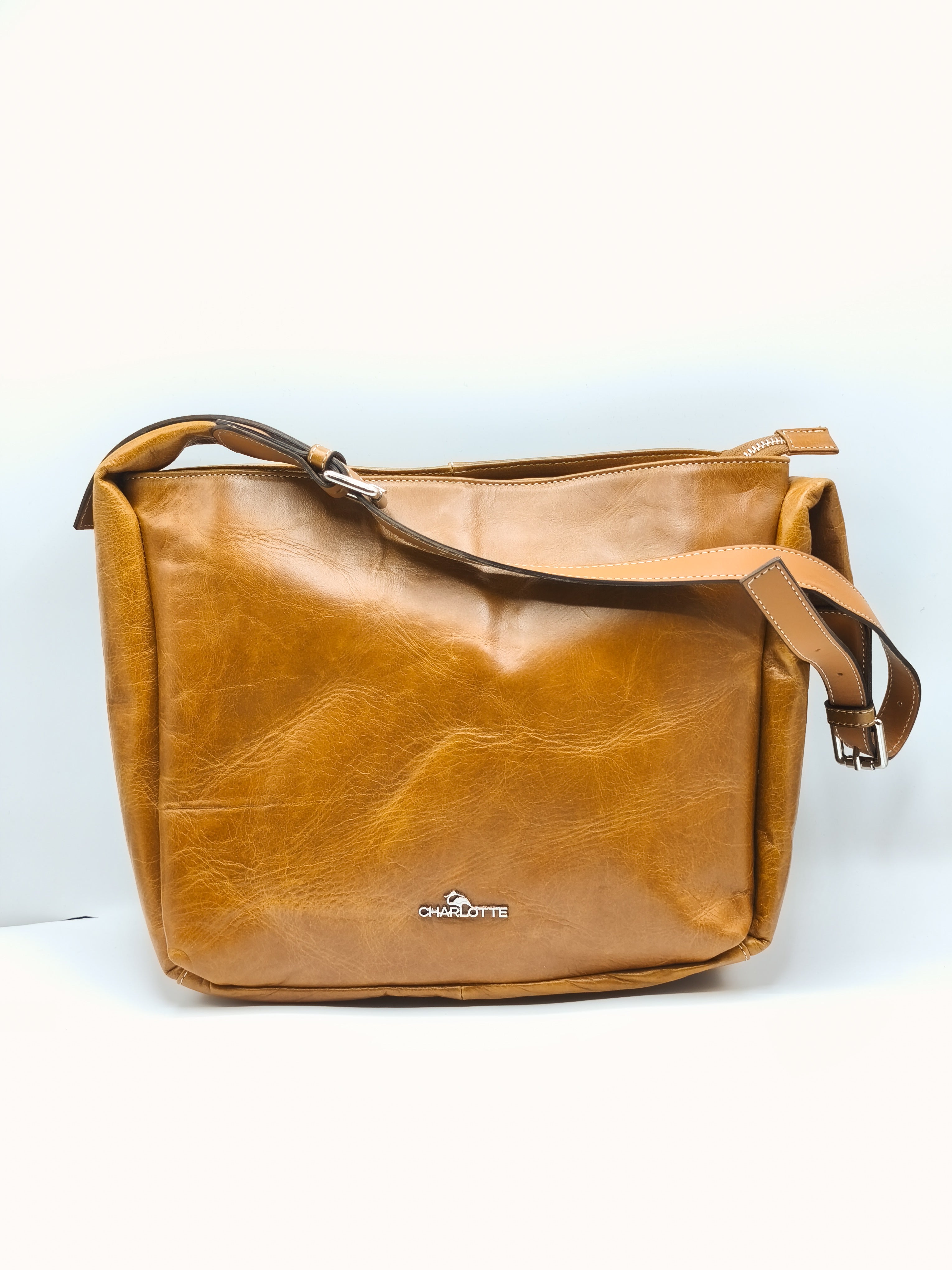 Borsa in vera pelle color cuoio