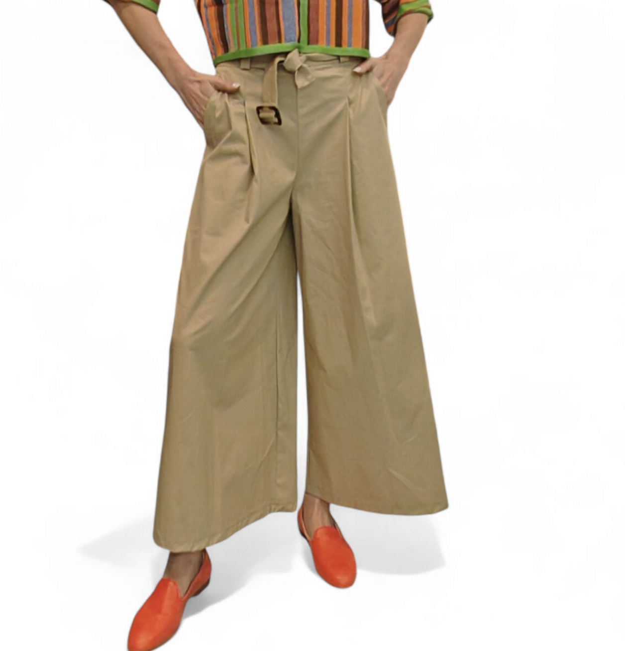 Pantaloni  in cotone gamba larga