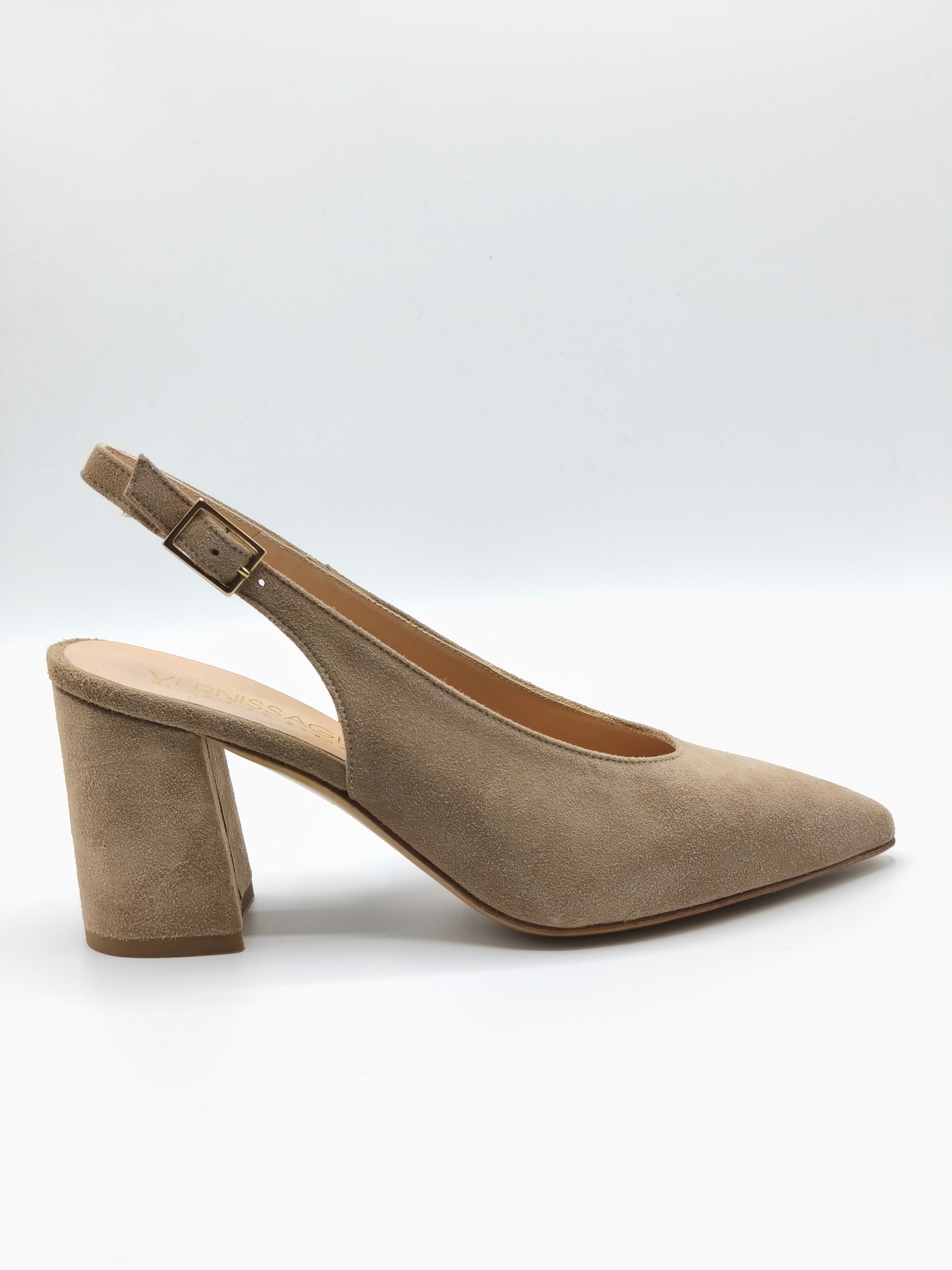Slingback in pelle scamosciata