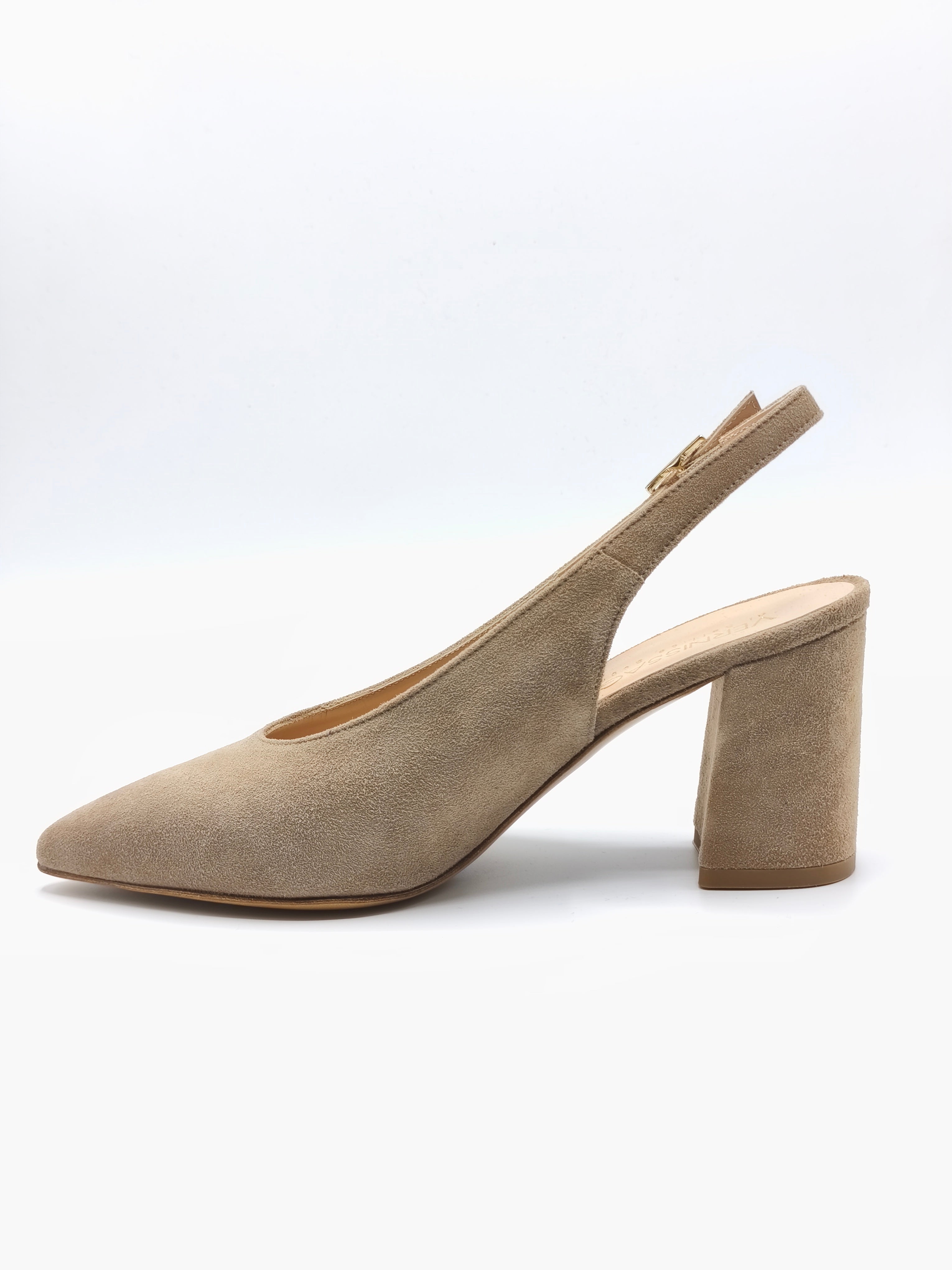Slingback in pelle scamosciata