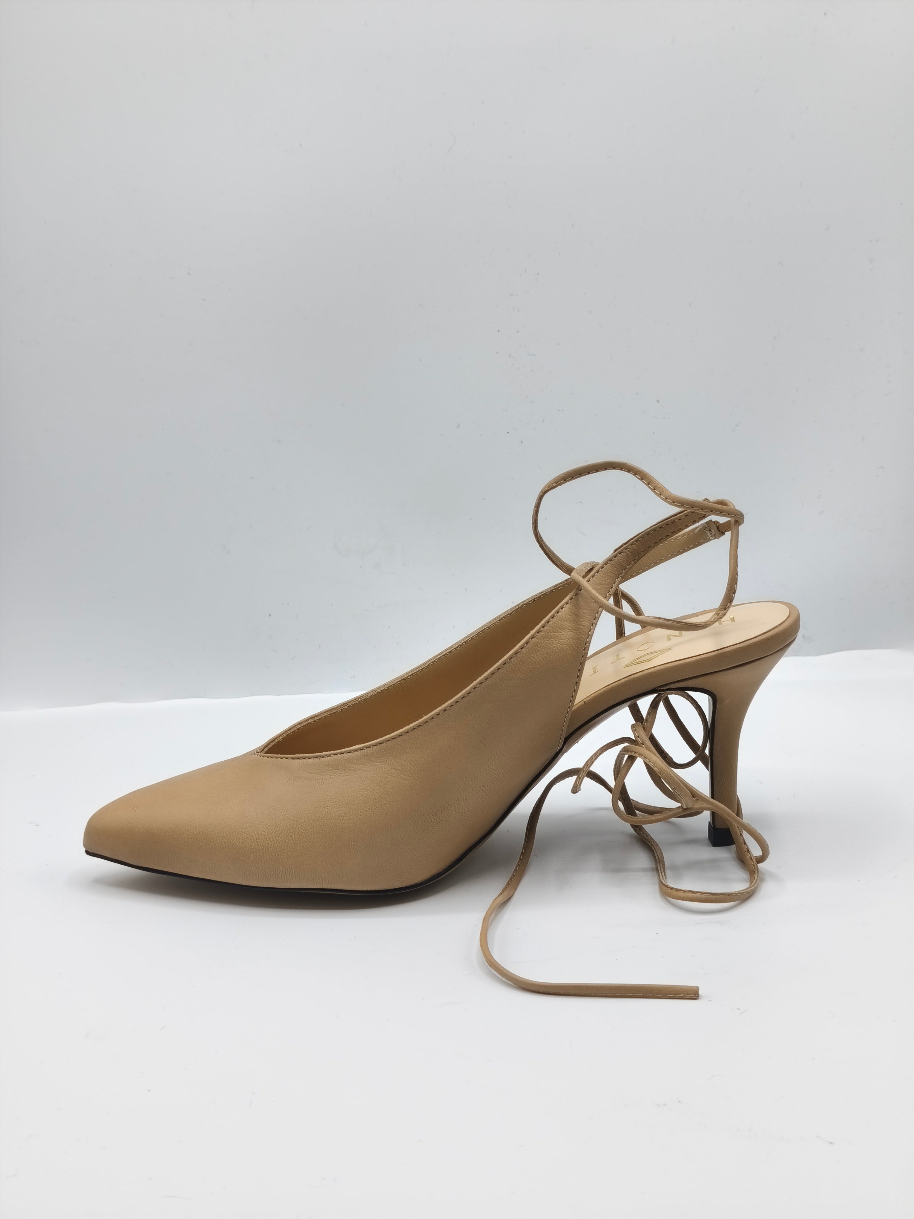 Slingback in pelle con lacci – Tacco 8 cm – Made in Italy