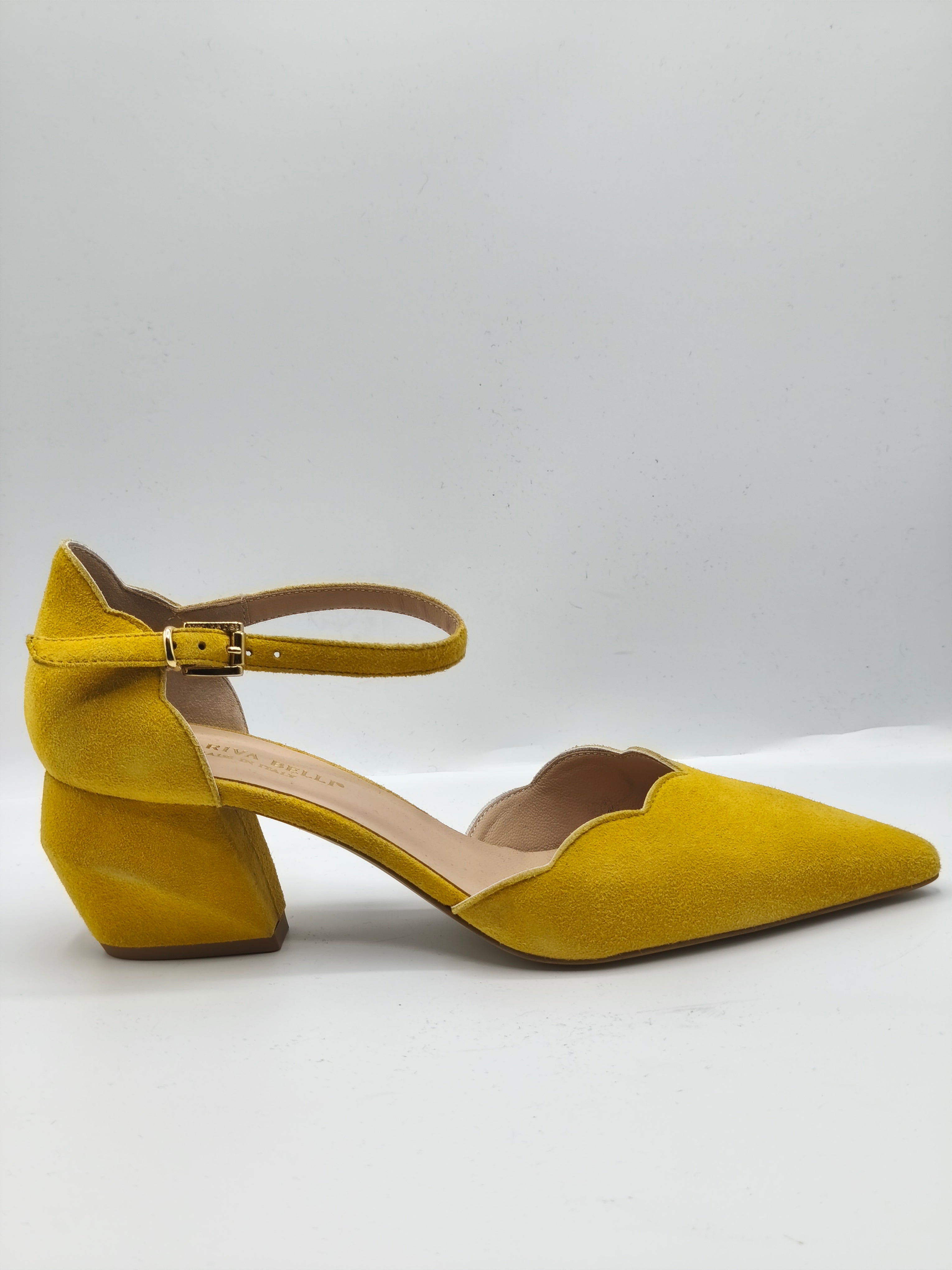 Mary Jane in pelle scamosciata – Tacco scultura 5 cm – Made in Italy