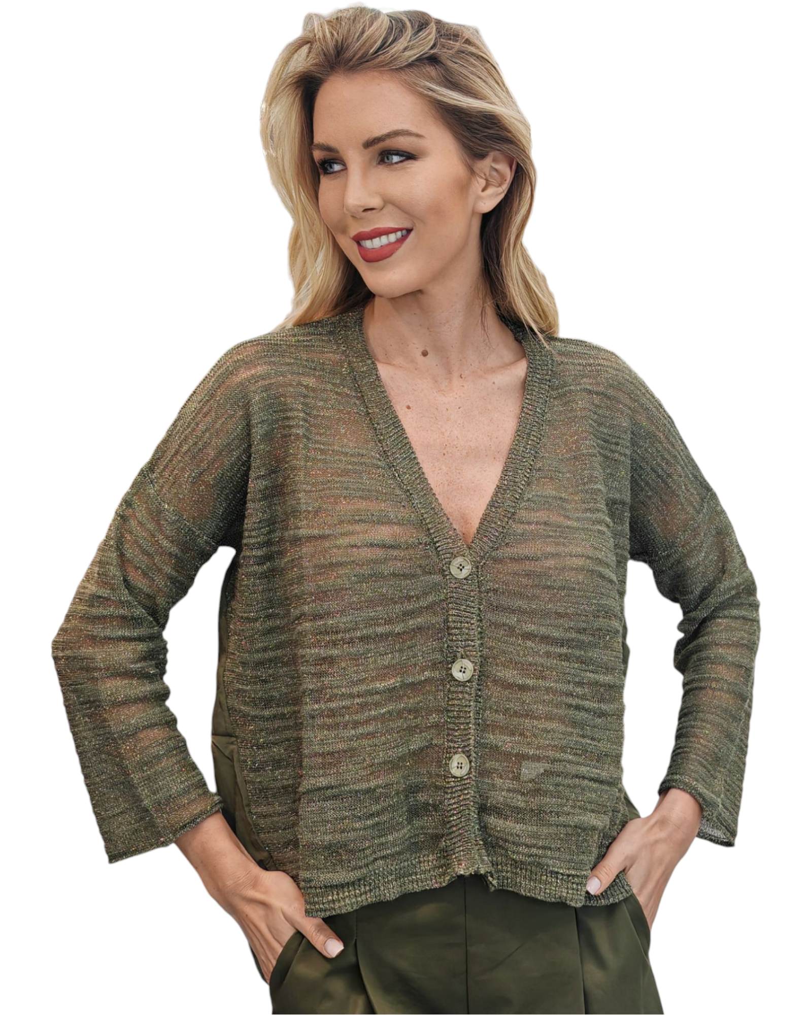 Cardigan Calatura filato glitterato
