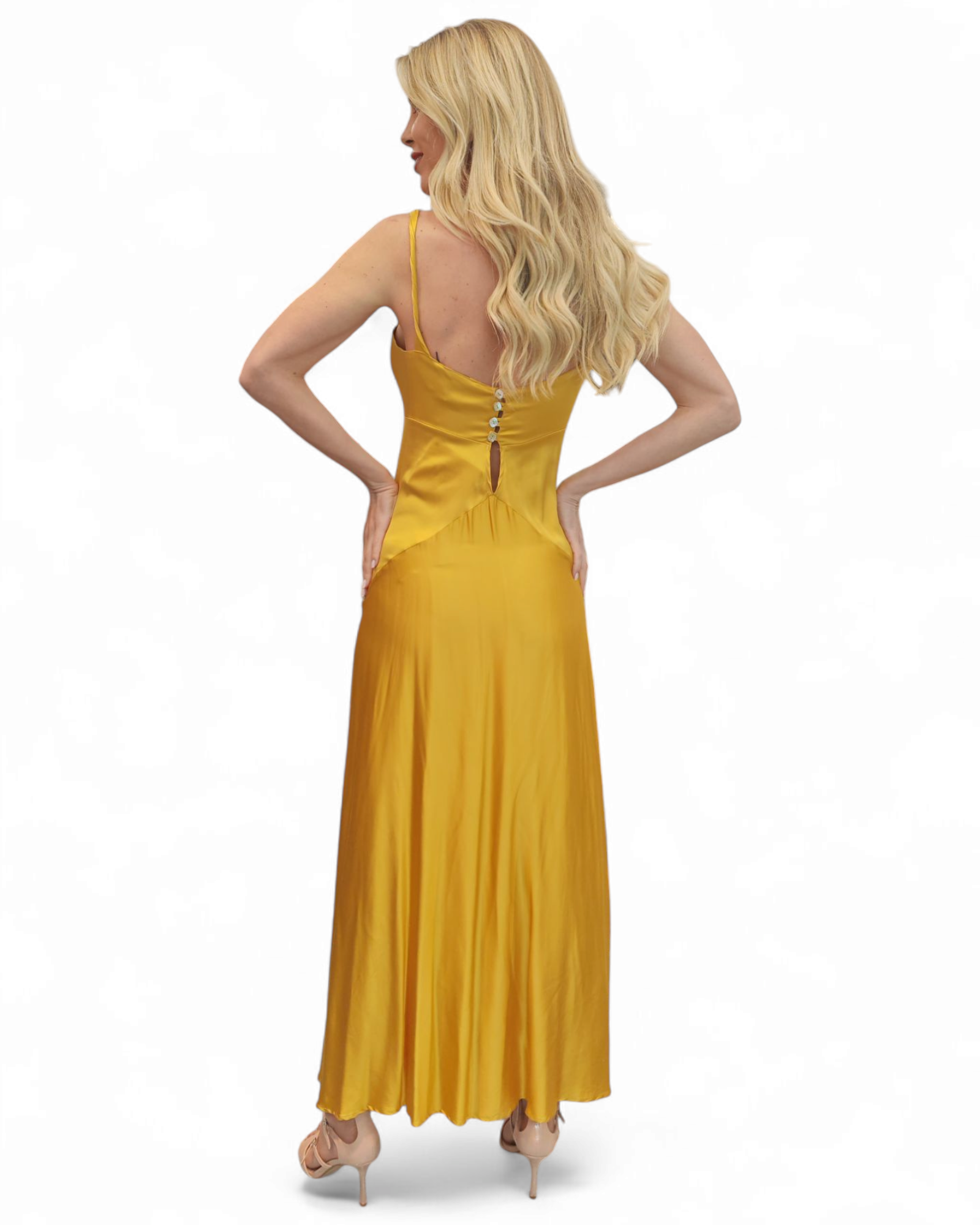 Abito lungo Lydia Maison in satin giallo