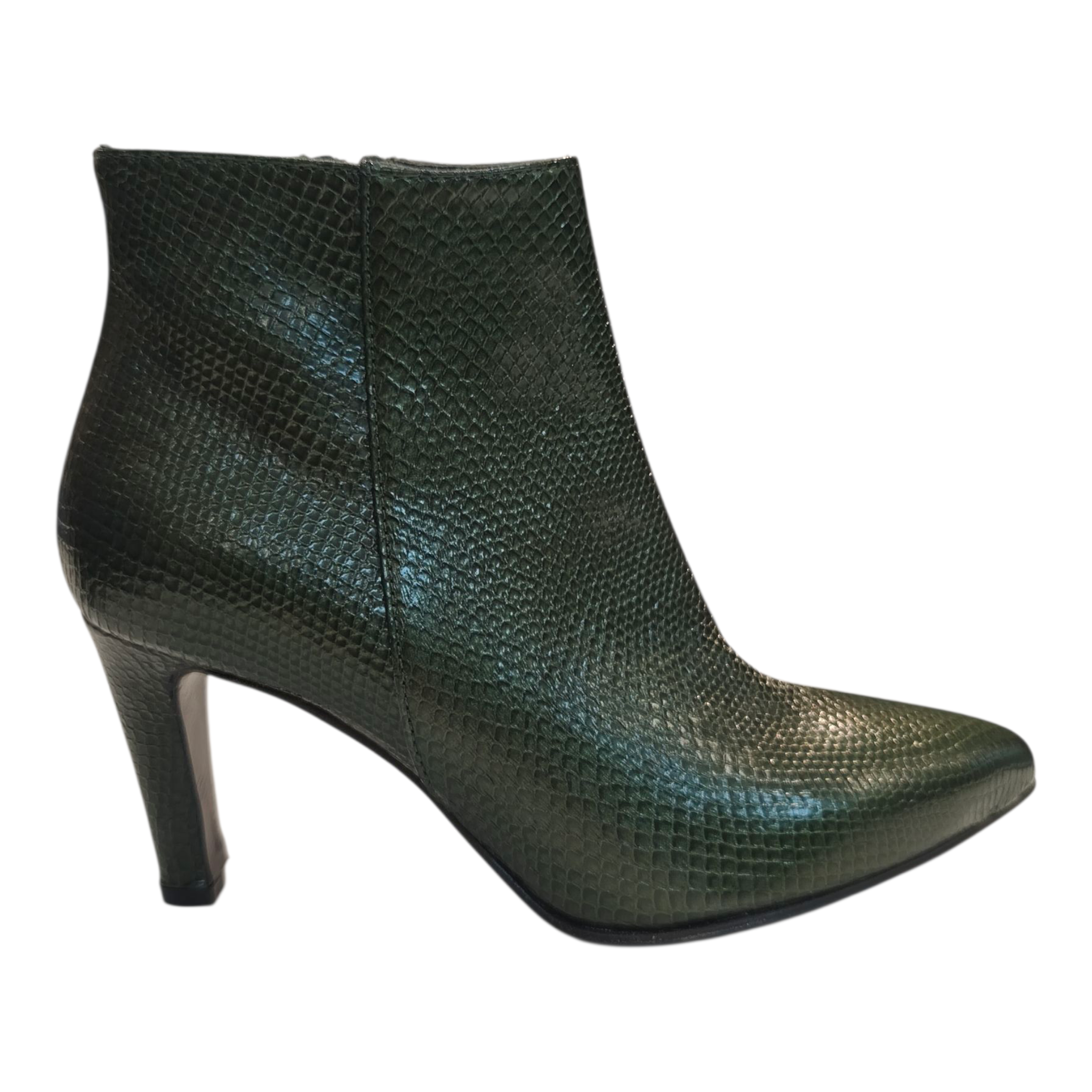 Stivaletti in pelle stampa pitone green