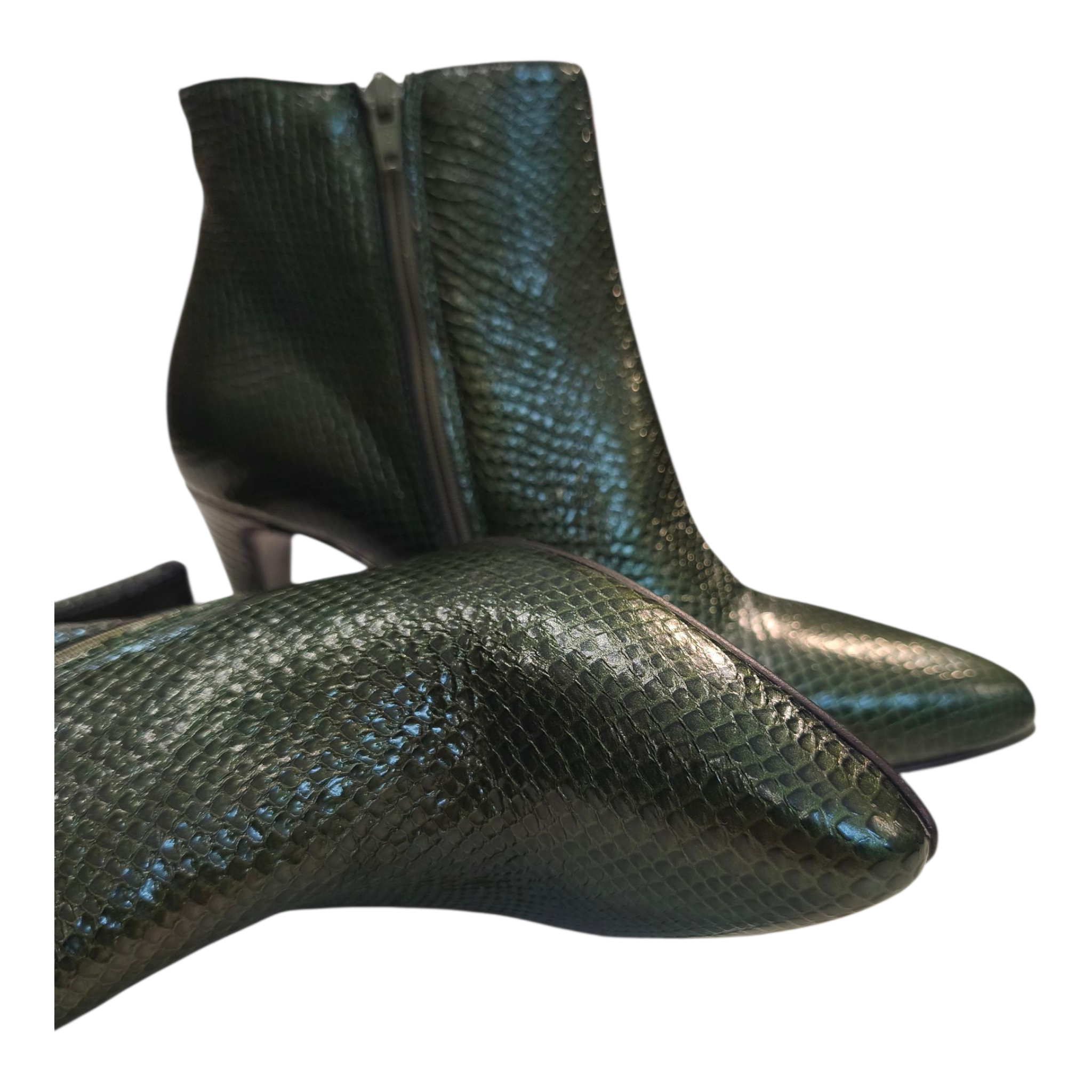 Stivaletti in pelle stampa pitone green